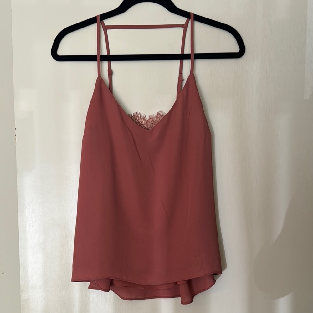 Elegant Mauve Lace Trim Cami Top